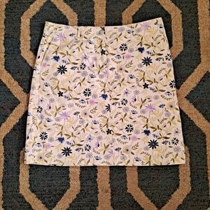 J Jill Skirt Live In Womens Sz 10 Multi-Color Floral Cotton Blend Stretch Zip